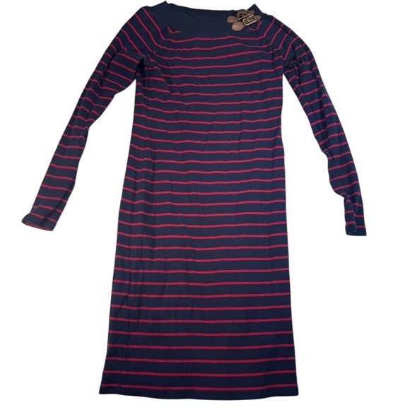 Lauren Ralph Lauren Striped Sweater Dress, Size M, Navy Blue and Red Cotton - Picture 1 of 7